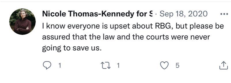 Nicole Thomas-Kennedy: "The law and the courts were never going to save us."