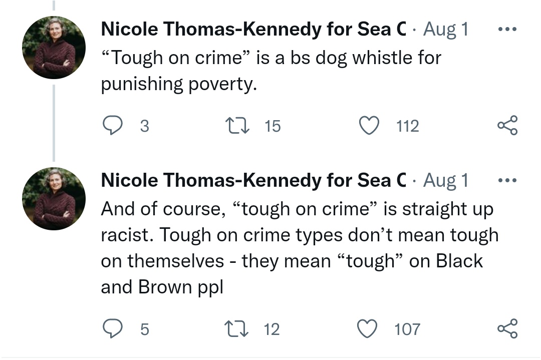 Nicole Thomas-Kennedy: "Being tough on crime is straight up racist."